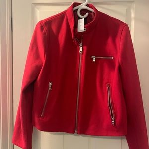 NWT red wool moto jacket